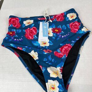 Women's Blue Floral Cupshe swim bottom, Size M, NWT